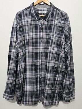Tommy Bahama Mens Plaid Button Down Silk Cotton Blend Shirt Sz 3XLB Long Sleeve